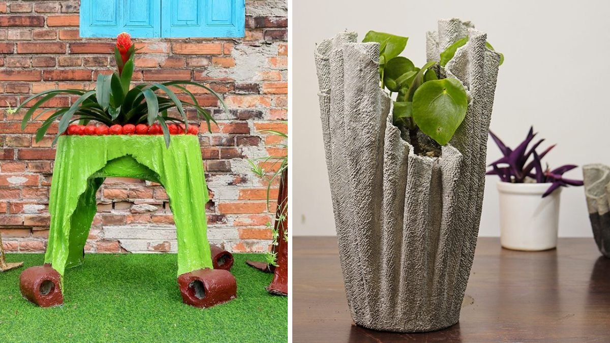 Brilliant DIY Cement Pots from Old Fabric – Creative Casting Project Guide