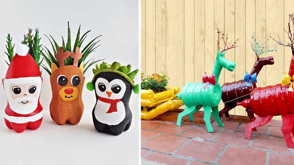 How to Make Reindeer Christmas Decorations from Recycled Plastic Bottles