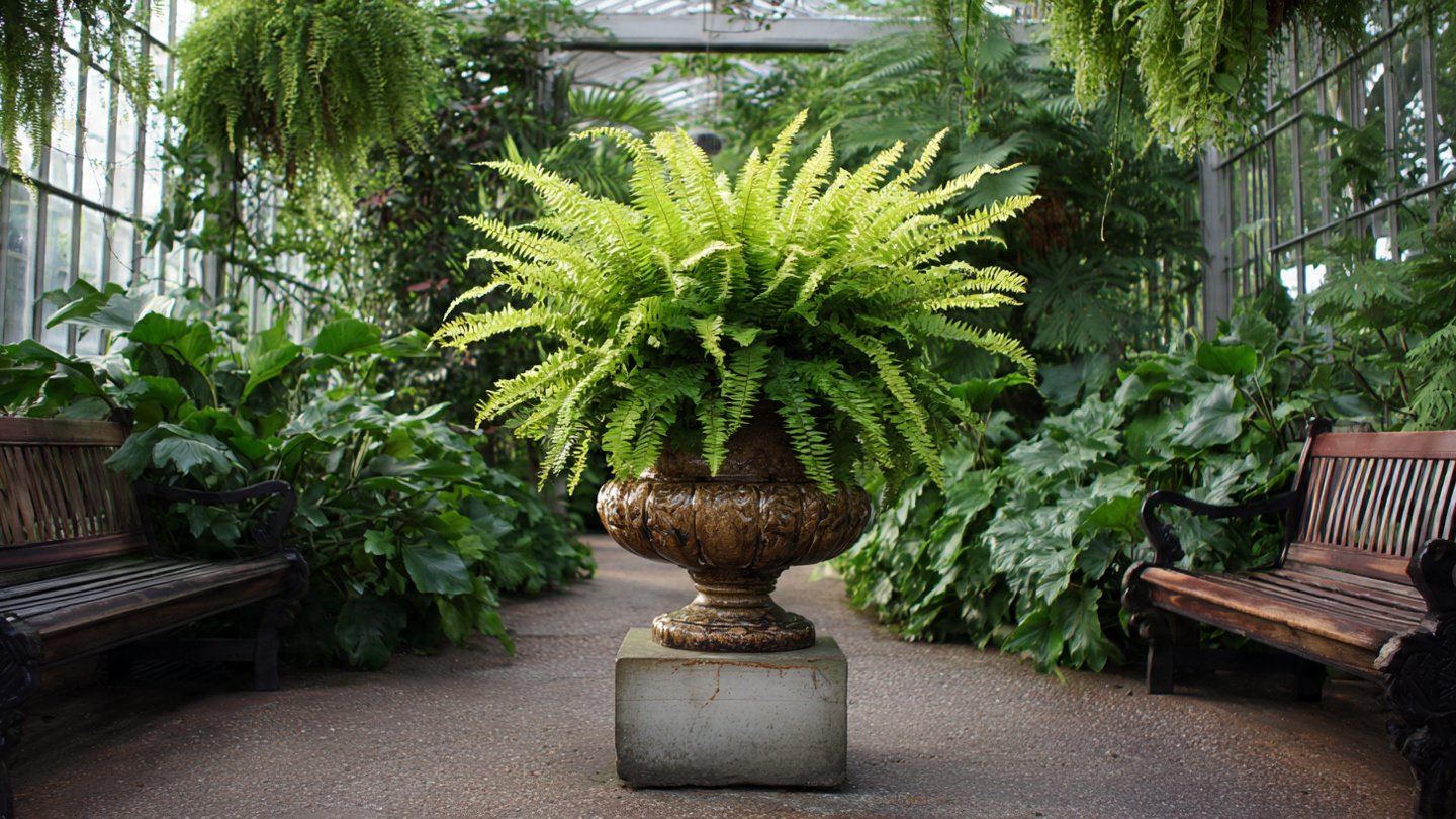 How Can You Style a Pedestal to Showcase a Massive Boston Fern?